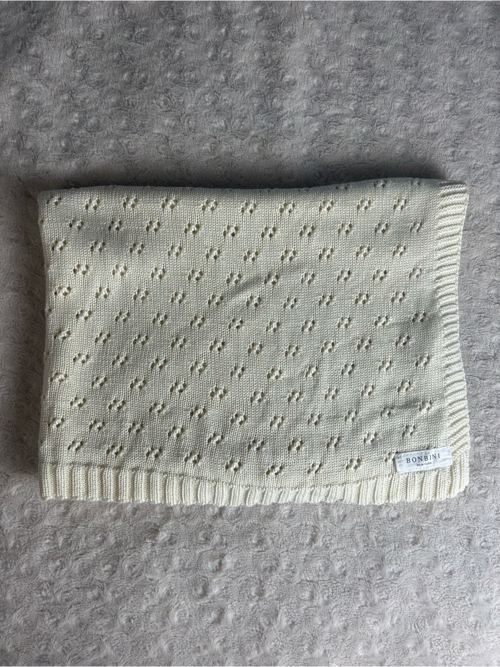 Bonbini New York Light Yellow Baby Blanket Open Knit Rayon Bamboo Cotton Blend